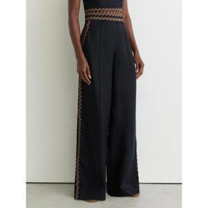 REISS Mila Linen Wave-Trim Wide-Leg Trousers
